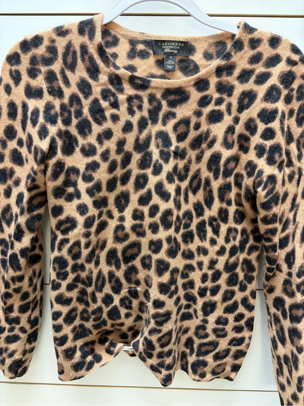 Charter Club Leopard-Print Cashmere Sweater in Tan and Black